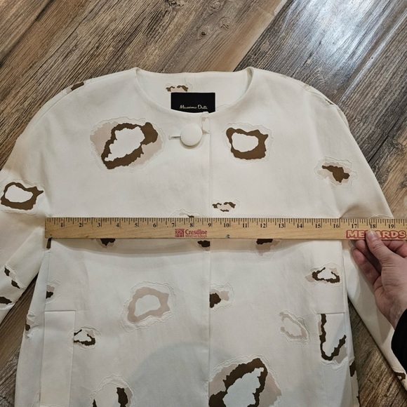 Massimo Dutti White Abstract Cat Animal Print Crop Blazer 3/4 Sleeve Jacket US 2 - Picture 8 of 9